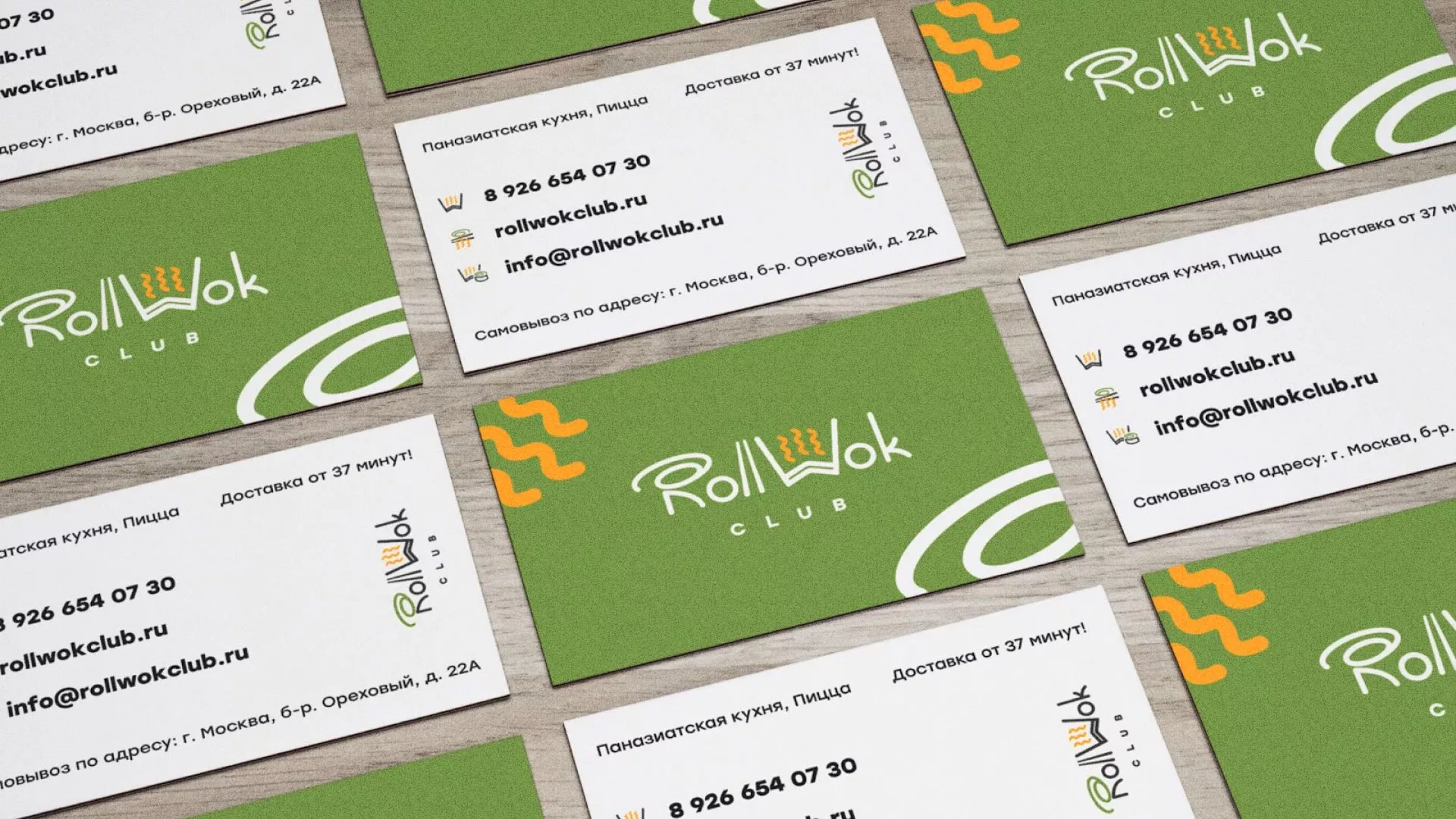 Разработка дизайна визиток суши-бара «Roll Wok Club» в Западной Двине
